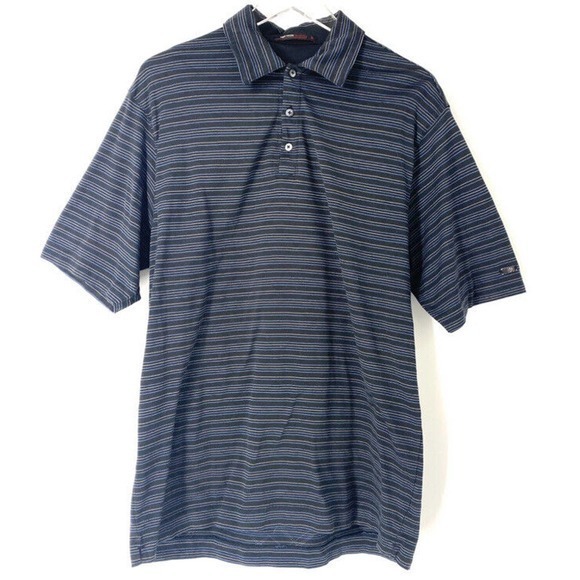 Nike Other - NIKE Tiger Woods Collection Golf Polo Shirt Black Striped Short Sleeves Men’s L